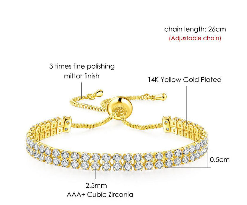 Modisches Armband mit doppelreihigen Zirkonia für Damen, Strass-Armband