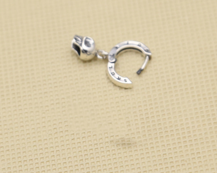 S925 Pendientes de moda de plata esterlina Anillo de calavera