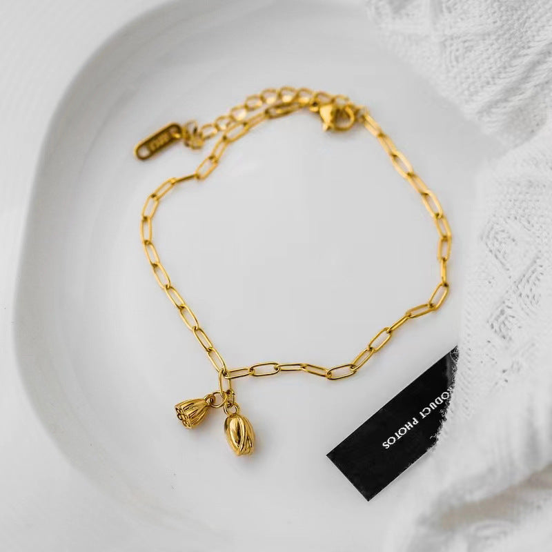 Damenmode Minimalismus Royal Court Stil Retro Stil Lotus Schuppen Fußkettchen