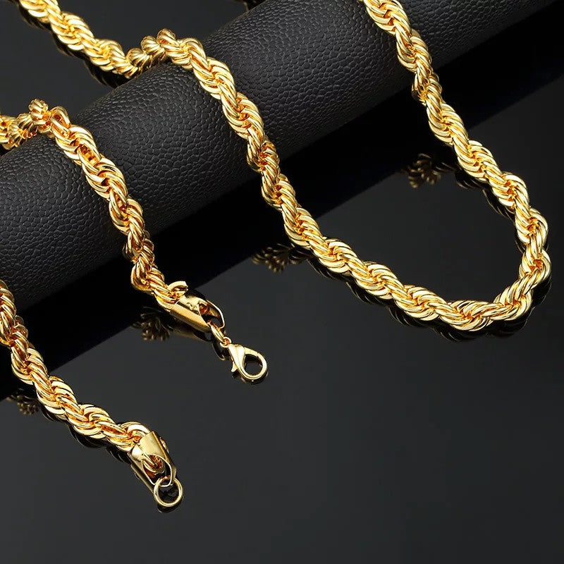Hip Hop Rapper Chain 3mm gold Silver nakelace for Men