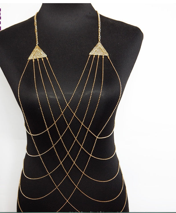 Collar de cadena corporal sexy con flecos
