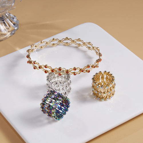 2-in-1 faltbares, einziehbares Ringarmband, magisches Strass-Ringarmband, verformbares Armband, Damen-Ins-Stil, verstellbarer Modeschmuck