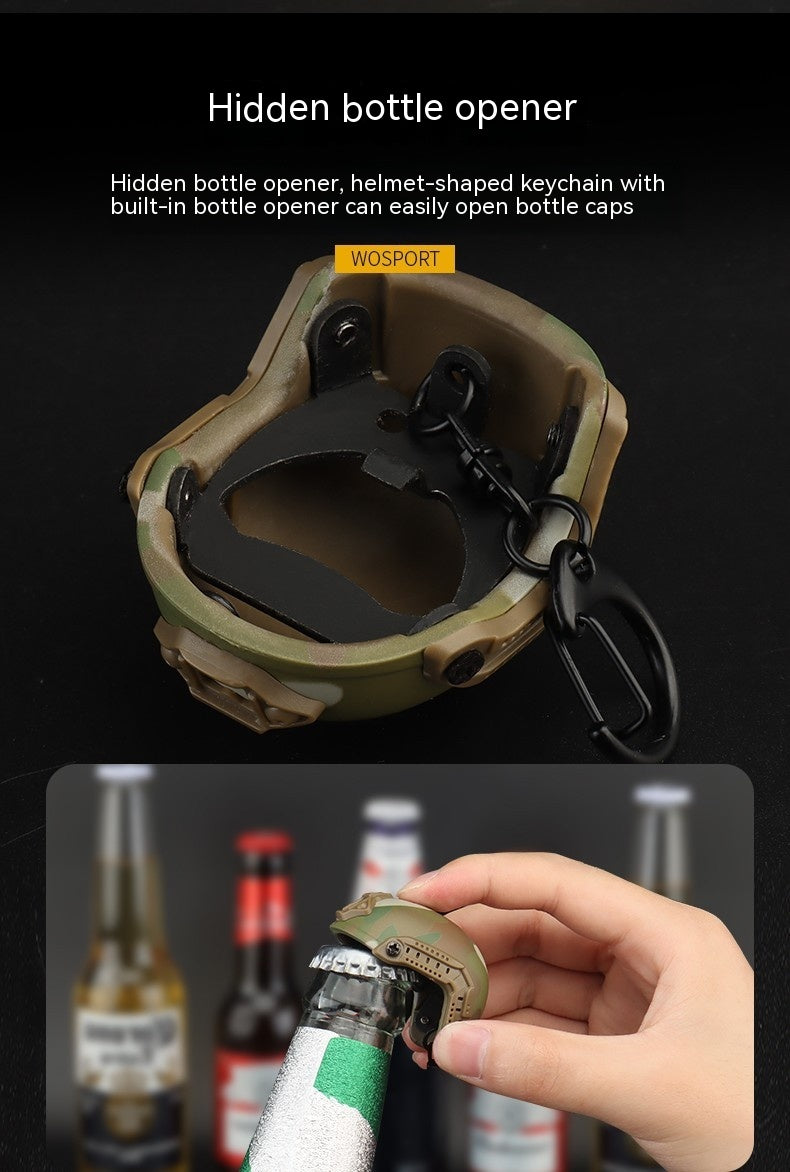 Llavero modelo mini casco abridor de botellas de cerveza portátil