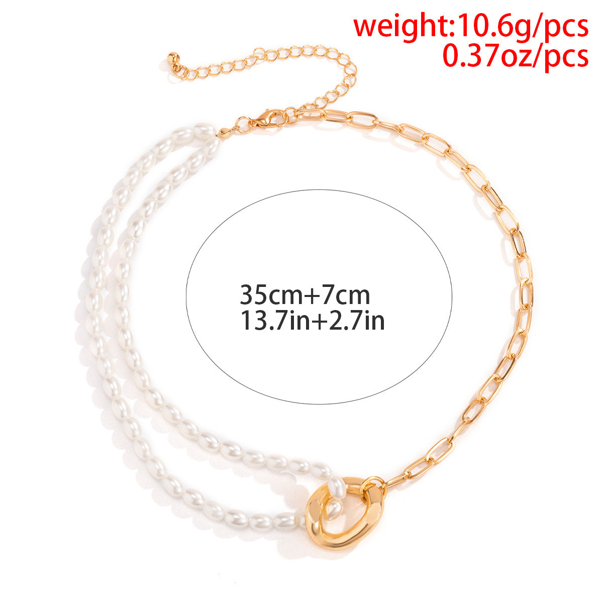 Women's Cross Chain Button Pearl Woven Necklace