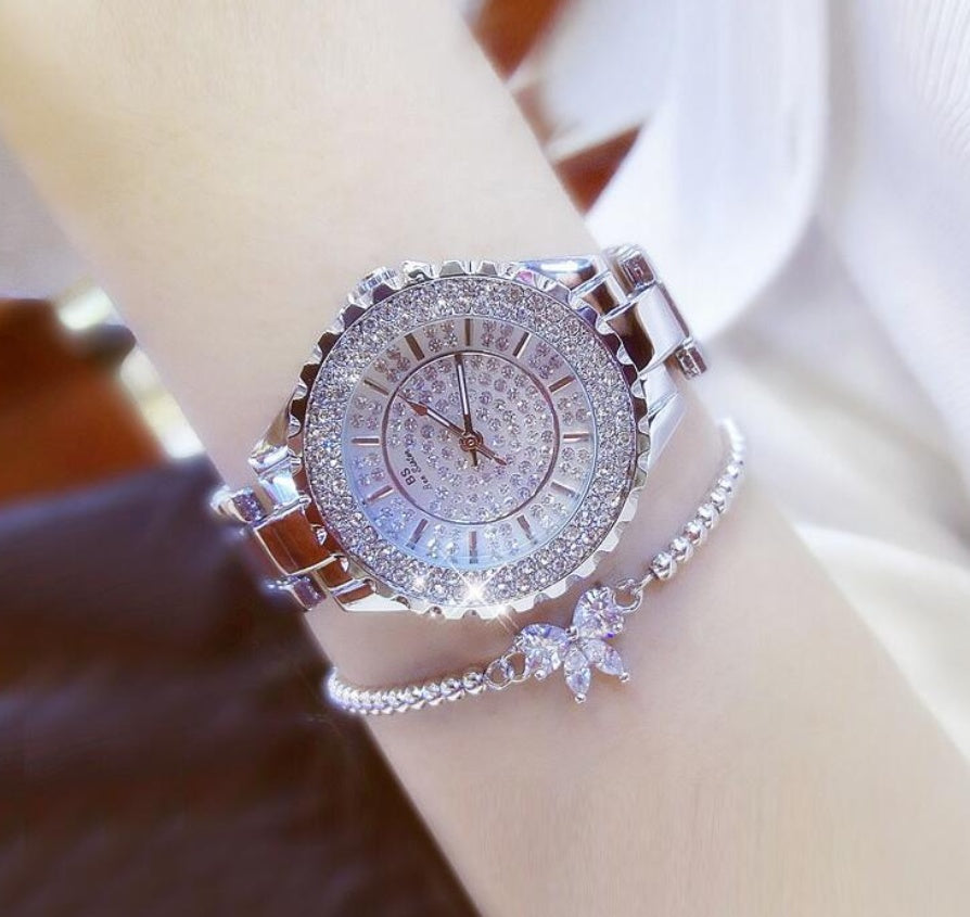 Nuevo y deslumbrante reloj de pulsera de mujer con esfera de estrellas, automático, no mecánico, moderno para estudiantes, resistente al agua.