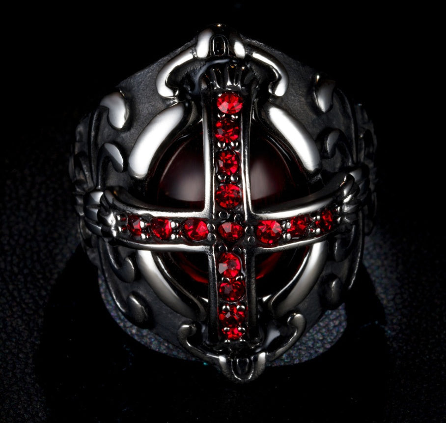 Kreuz-Rot-Diamantring