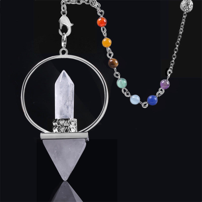 Péndulo de Obsidiana para Meditación con Cadena de Siete Chakras