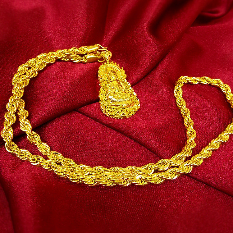Collar de oro con cuerda de cáñamo