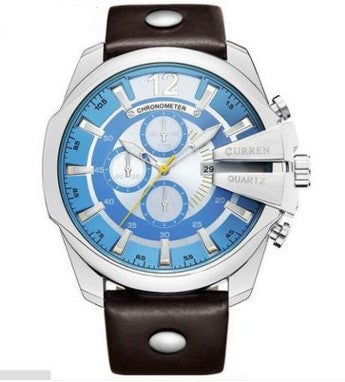 Modische Herrenuhr mit großem Zifferblatt und drei Hilfszifferblättern
