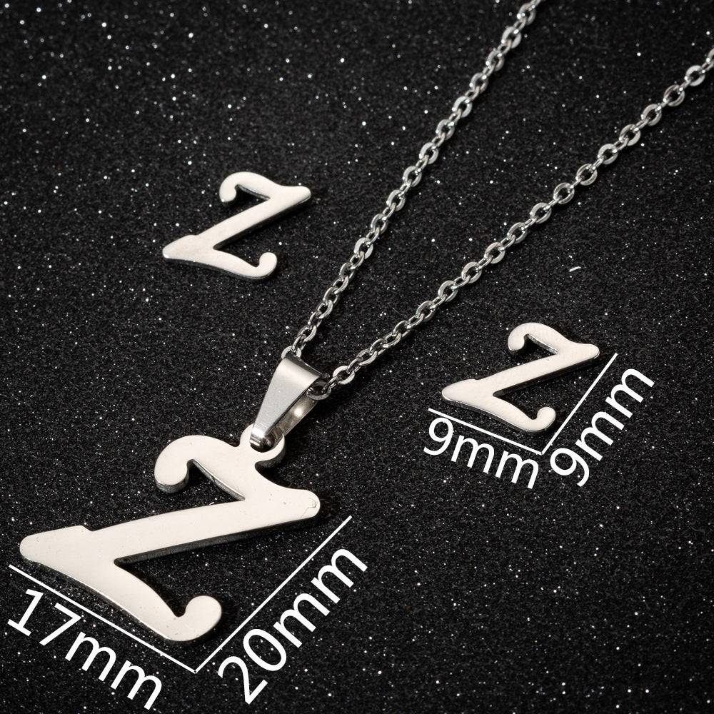 Edelstahl 26 Buchstaben Anhänger-Halsketten-Set