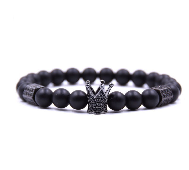 Naturstein Mikro-Krone eingelegtes Kupferarmband weiß Zirkon Armband Perlen Armband Schmuck Handel Stromlieferanten Beschaffung