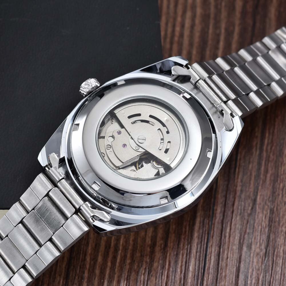 Herrenuhr Tourbillon Uhren Edelstahlarmband Automatische Mechanische Armbanduhren Mondphase Kleine Sekunde Uhr
