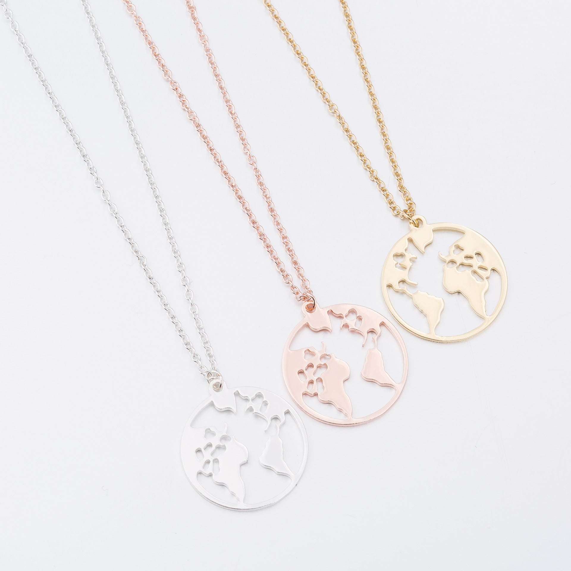 Vintage Origami World Map Necklace Women Geometric Necklace