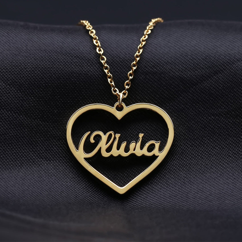 Personalized Custom Heart Pendant Letter Necklace