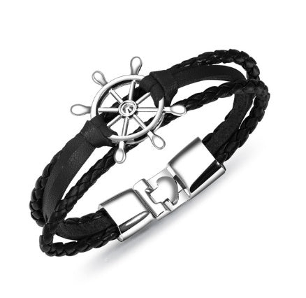 Pulseras de cuero y aleación con dijes