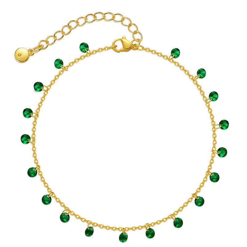 Tobillera de latón chapada en oro de 18K ajustable