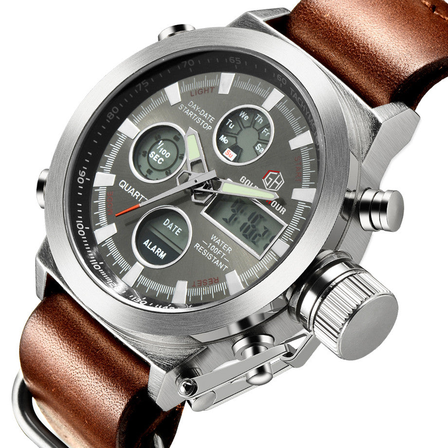 Relógio Masculino Luxusmarke Herrenuhren Herren Quarz Stunde Analog Digital LED Sportuhr Herren Armee Militärische Armbanduhr
