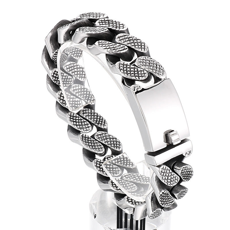 Punk Vintage Rivet Point Stainless Steel Men's Cuba