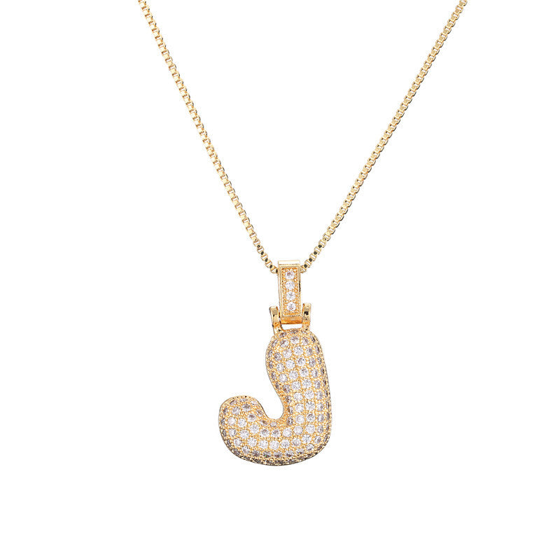 Schlüsselbeinkette Kupfer Mikro-intarsierte Zirkon 26 Buchstaben-Anhänger-Halskette für Frauen Geburtstag Schmuck Geschenke