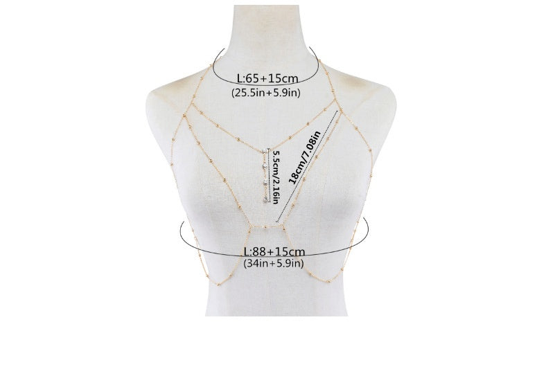 Europa und Amerika Sexy übertriebene Strand lässige Körperkleidung Kette Accessoires Diamant Anhänger Quaste Halskette Brustkette