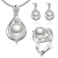 Mode Dame Wassertropfen Silber Perle Schmuckset