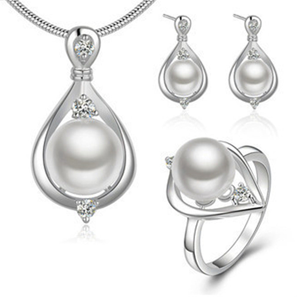 Mode Dame Wassertropfen Silber Perle Schmuckset