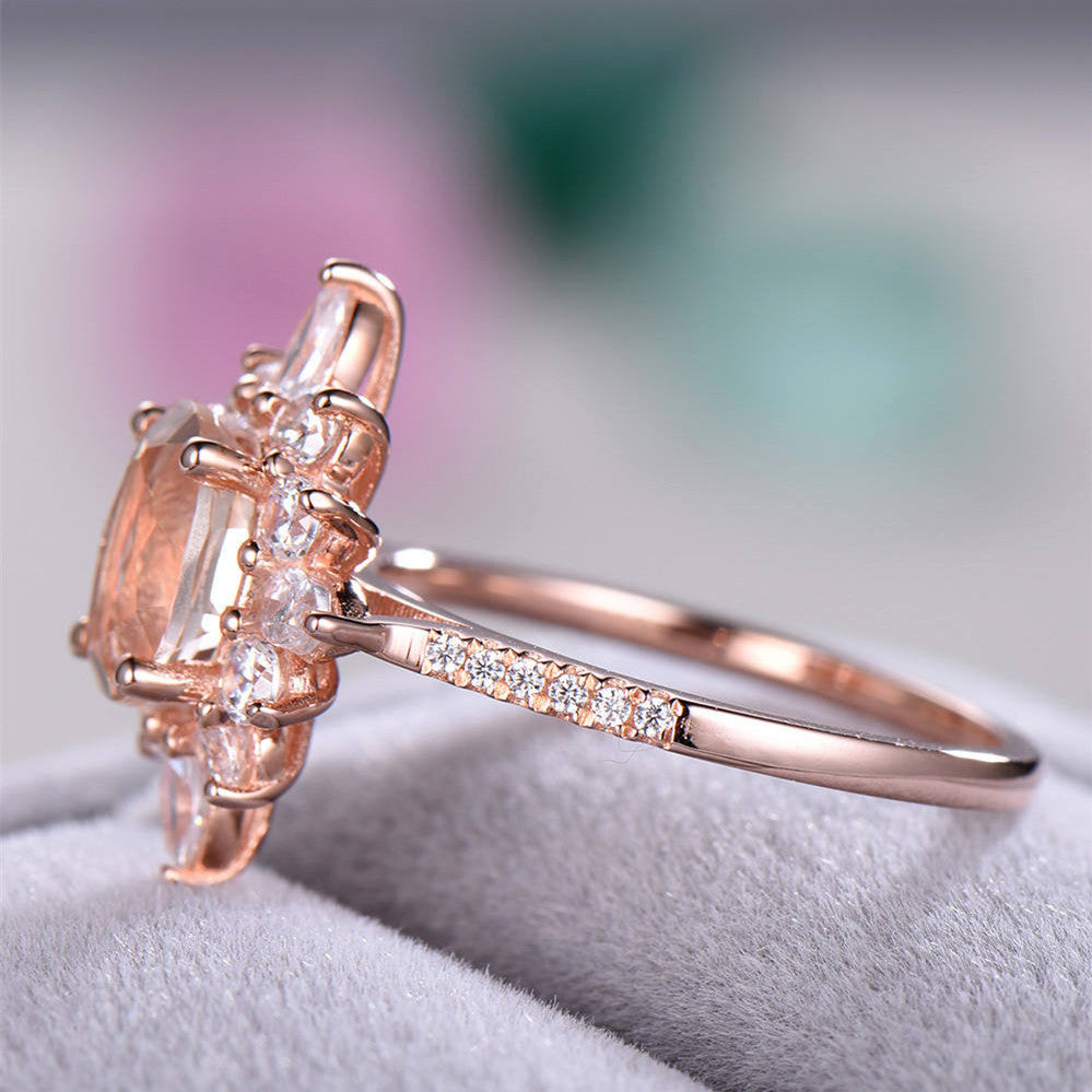Blumenringe mit einzigartigem Schneeflocken-Design, rosévergoldet, Zirkonia-Schmuck, Mode-Party, Damen-Fingerring