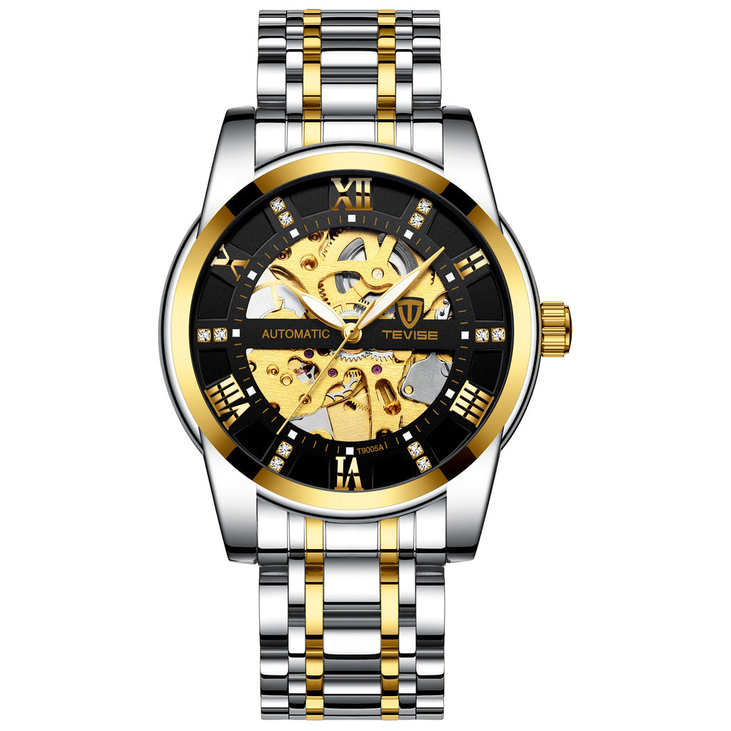 Herrenmodeuhr Mode Automatische mechanische Uhr Hohlzifferblatt Uhr Wasserdichte Herrenuhr