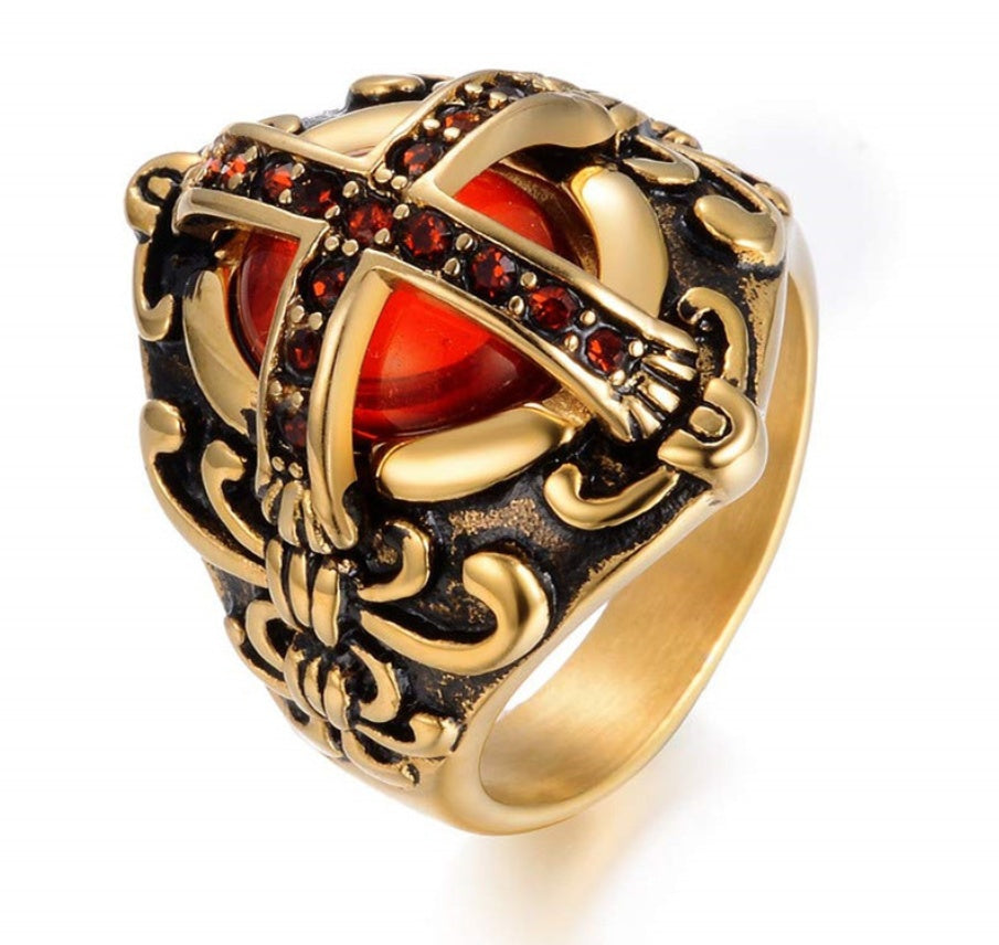 Kreuz-Rot-Diamantring