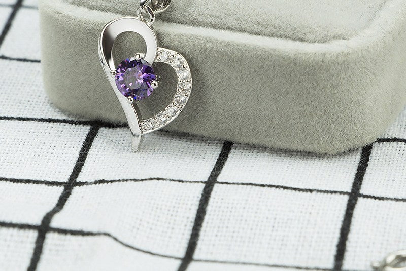 Liebeskette Damen Süßer Herzförmiger Anhänger Einfaches Temperament Silber Artikel Schmuck