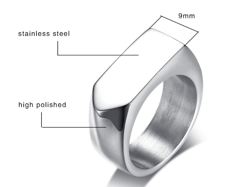 Classic Stainless Steel Black Square Men Ring Rock Vintage Silver-color Men Jewelry Hip Hop Punk Man Finger Rings anel masculino