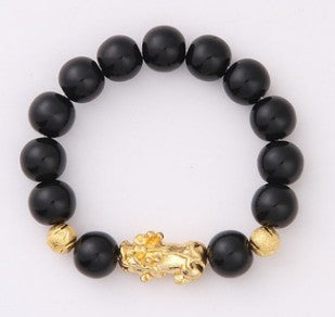 Obsidian 18K Gold Armband sechs mutige Wörter an der Hand und kleine Perlen Transport Geschenke Großhandel