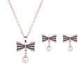 Mode All-Match Luxus Schleife Voll Diamant Halskette Ohrringe Schmuckset