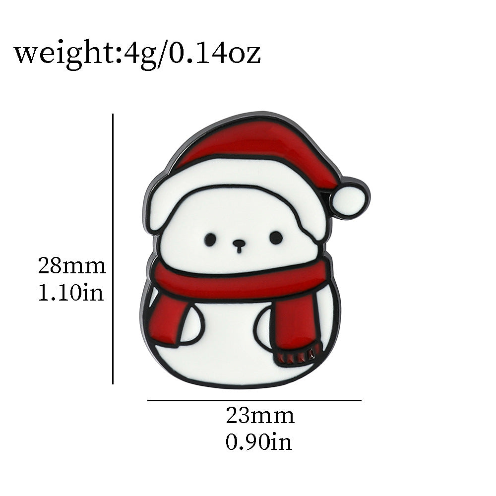 Bonito broche de aleación con diseño navideño de dibujos animados