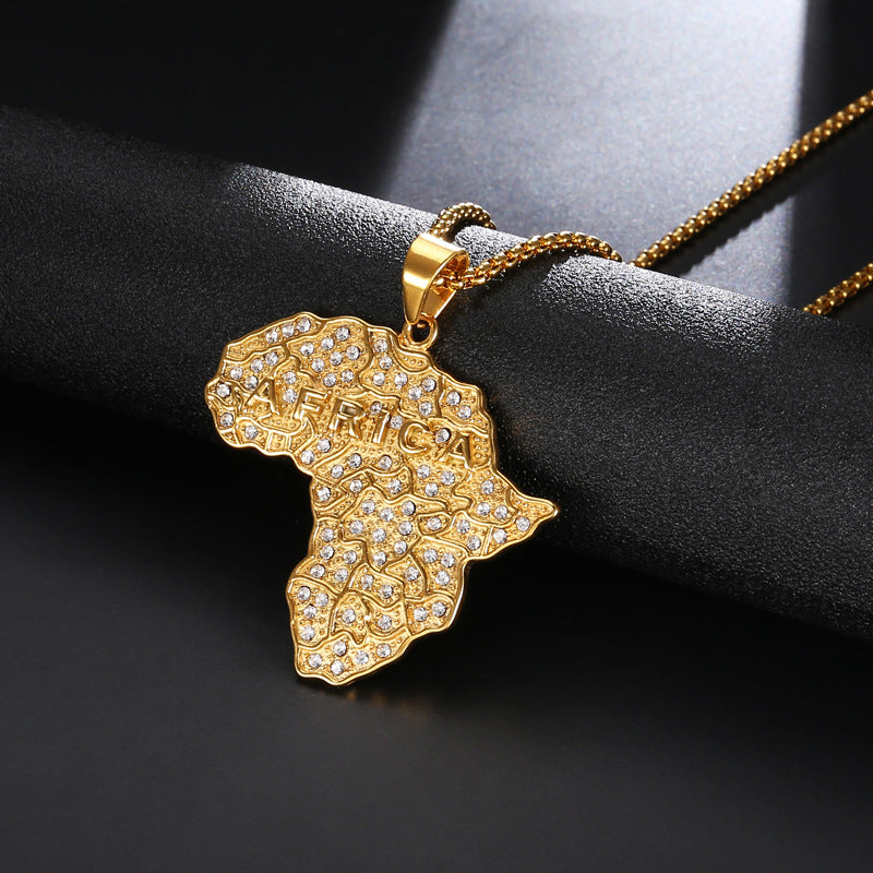 Halskette mit Diamanten Afrika-Karten-Anhänger