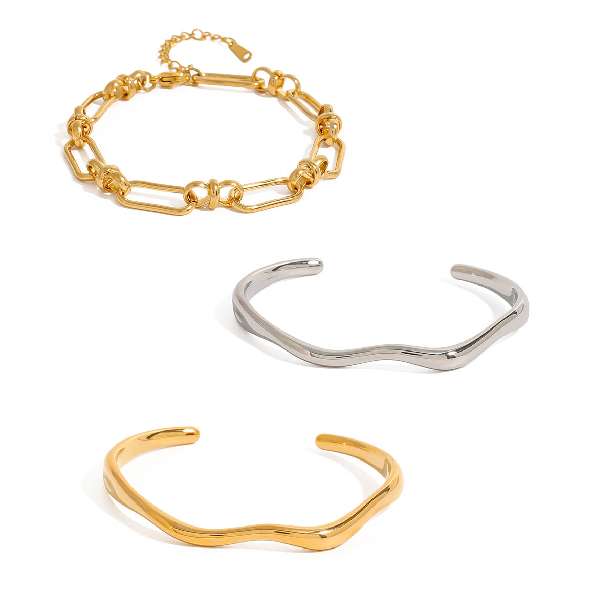 Pulsera clásica lisa de oro de 18 quilates