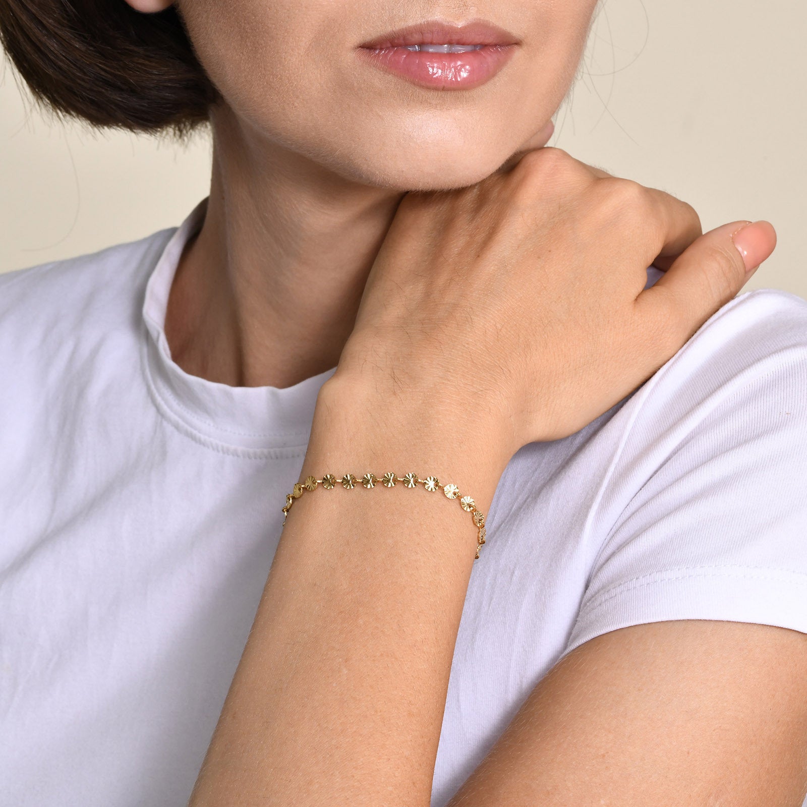 Steel Wafer Bracelet Golden Versatile