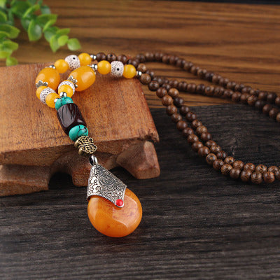 Retro Buddha Perlen Pulloverkette