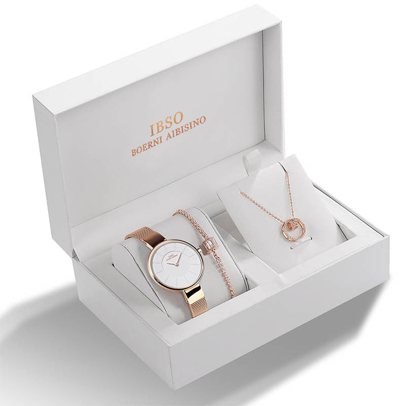 Damen-Mesharmbanduhr-Set
