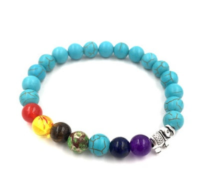Pulsera de cuentas coloridas de ágata de roca fundida de 8 mm, piedra volcánica energética, chakras, con hilo elástico