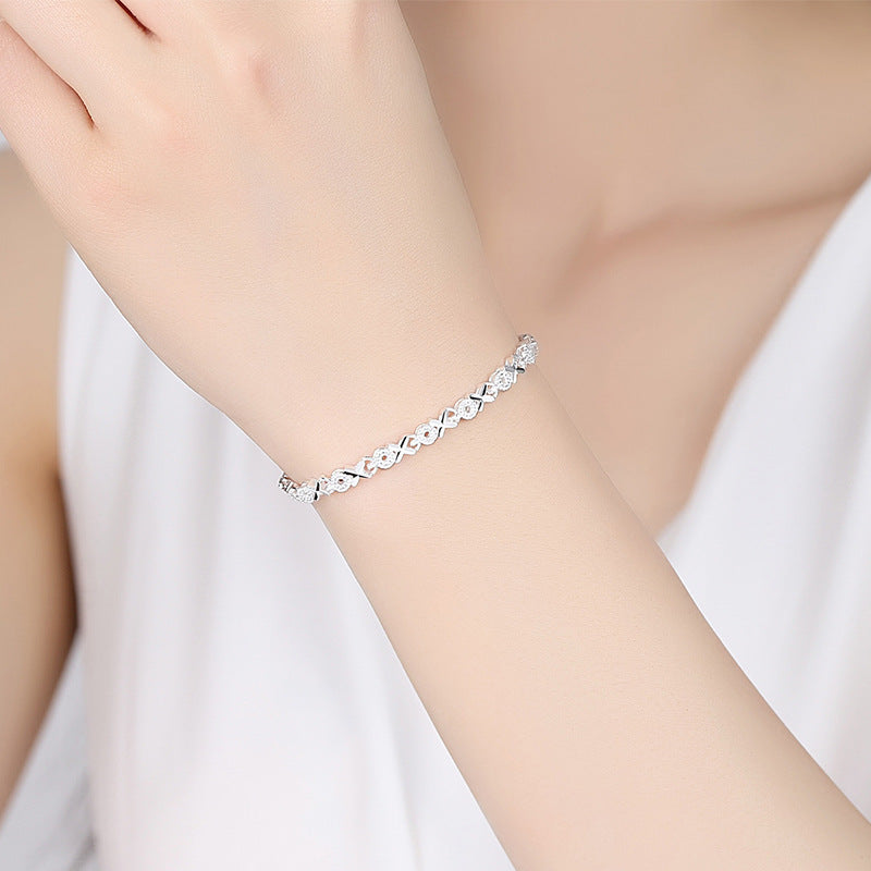 925er Silber Armband Weiblich Hochzeit Accessoires Damen Mode Zirkon Geometrisches Armband