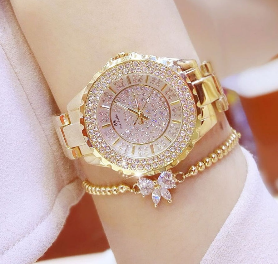 Nuevo y deslumbrante reloj de pulsera de mujer con esfera de estrellas, automático, no mecánico, moderno para estudiantes, resistente al agua.