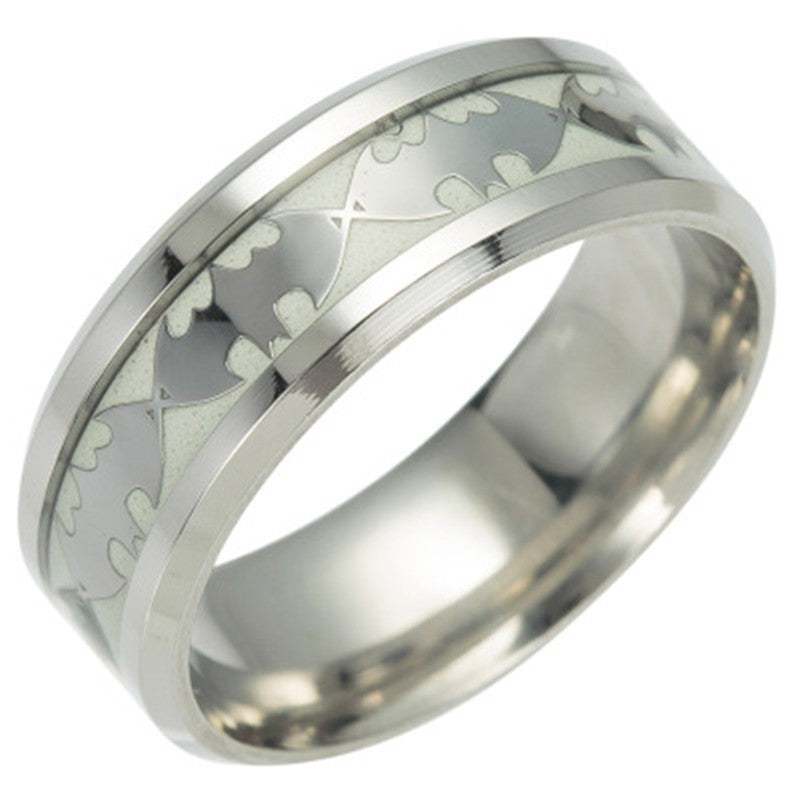 Edelstahl Batman Symbole Leuchtende Herrenringe Nie verblassender leuchtender Ring