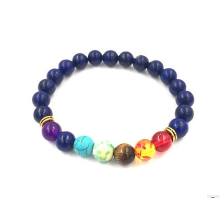 Pulsera de cuentas coloridas de ágata de roca fundida de 8 mm, piedra volcánica energética, chakras, con hilo elástico
