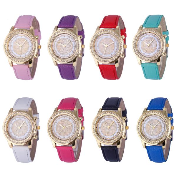 Nuevo brazalete de reloj para mujer, relojes de Ginebra de cristal para mujer, relojes de pulsera de cuarzo de acero inoxidable a la moda