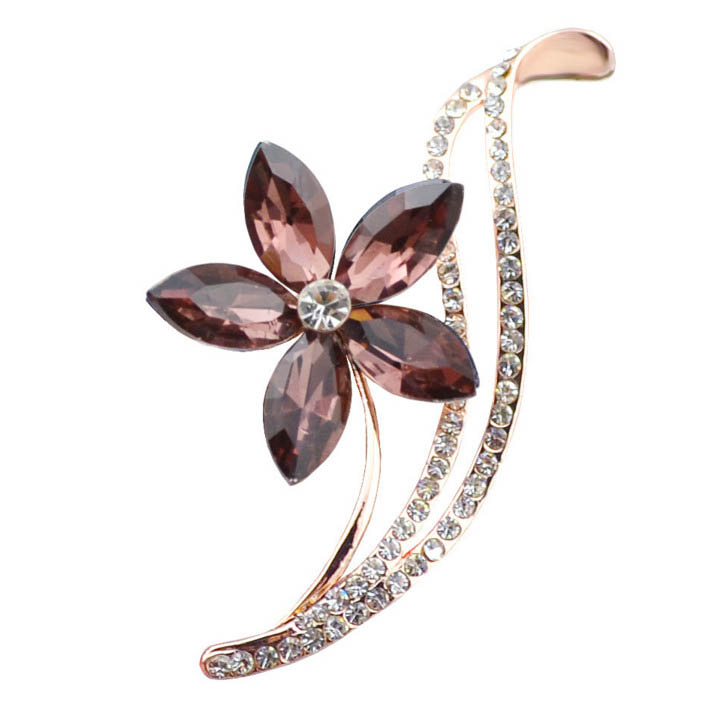 Kristallbrosche mit fünfblättriger Blume