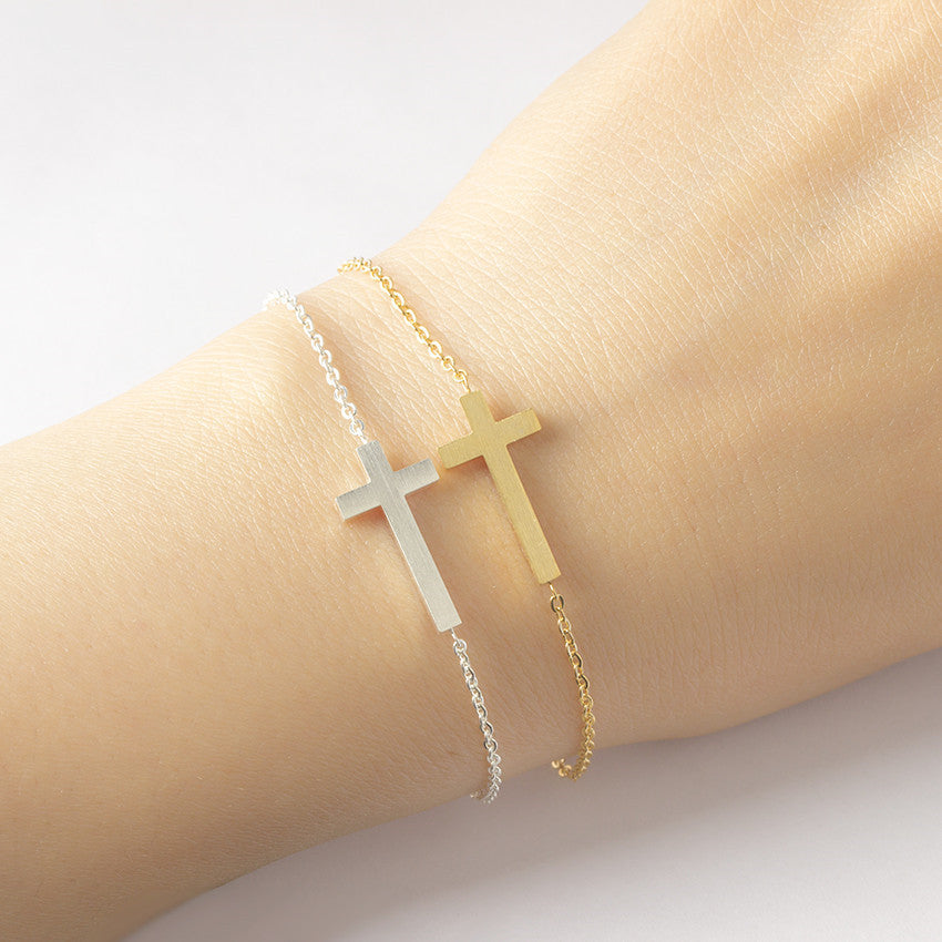 Pulsera Cruz Jesucristo Pulsera Plata Oro Regalo Dama de Honor Joyería Religiosa Acero Inoxidable