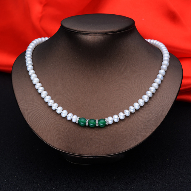 Juego de collar, pulsera y pendientes de ágata y perlas