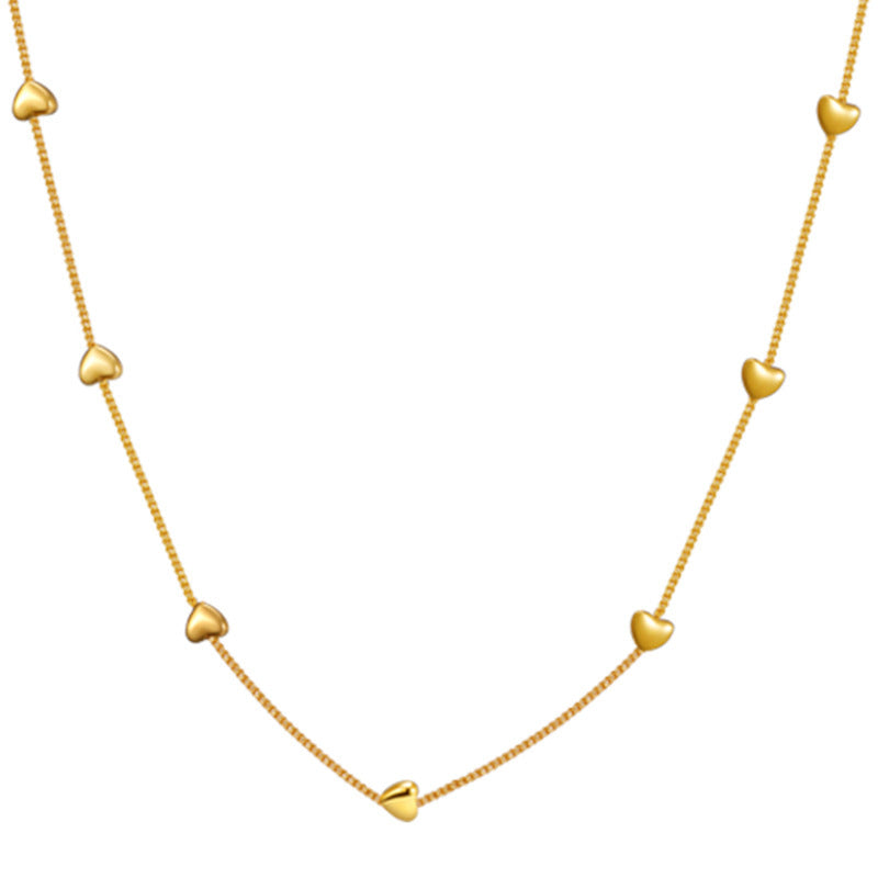 Süße Eleganz Kleine Liebe Titan-Stahl-Halskette Leichter Luxus Pfirsich-Herz-Armband