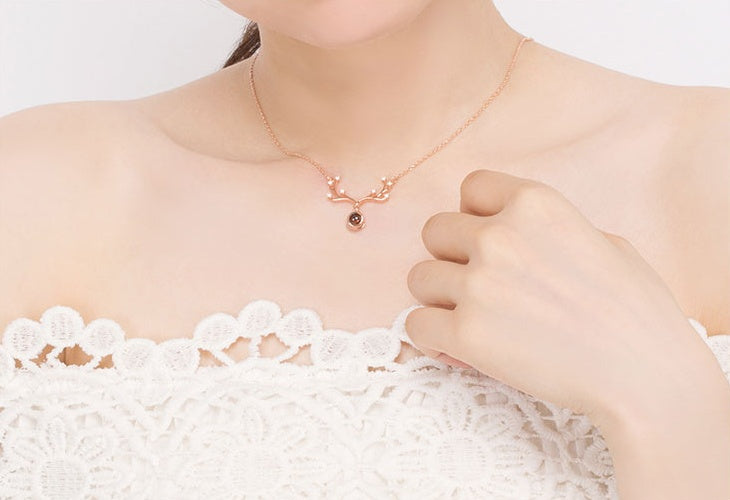 A deer has you 100 languages I love you necklace